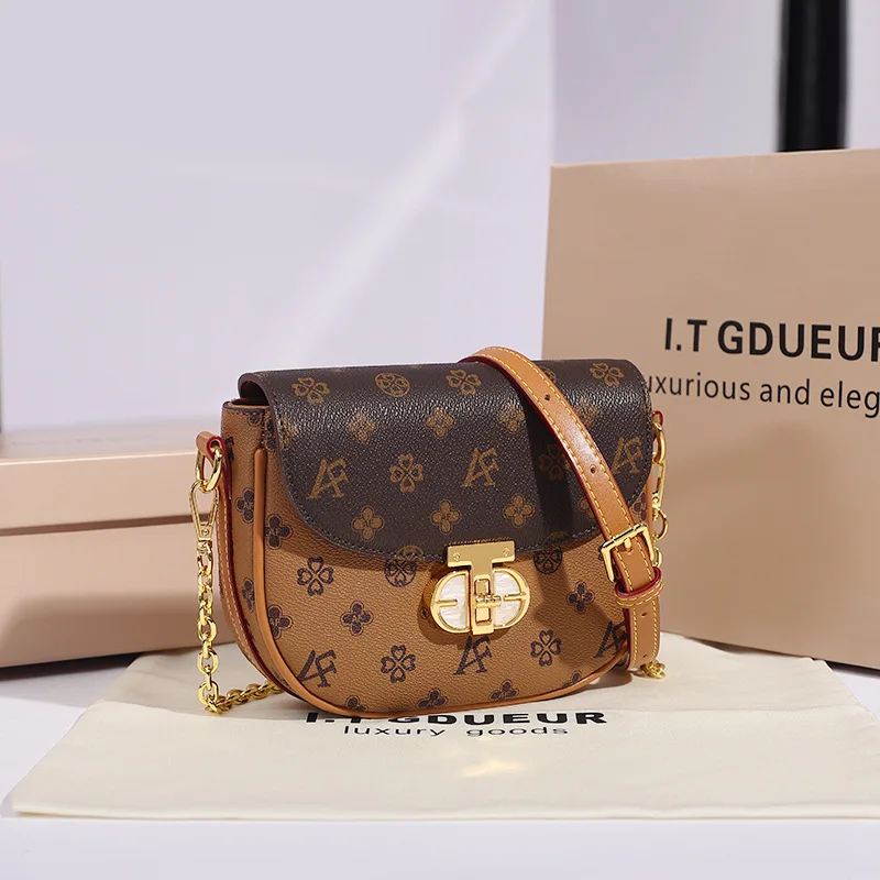 

Роскошная брендовая классическая сумка-седло из 100% натуральной кожи в стиле ретро с изображением старых цветов, универсальная сумка-мессен...