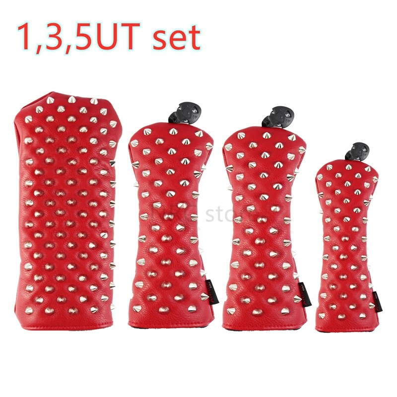NRC Golf Head Covers Hybrid Woods Putter Чехлы для клюшек для гольфа красные синие заклепки - Цвет: RED 135UT
