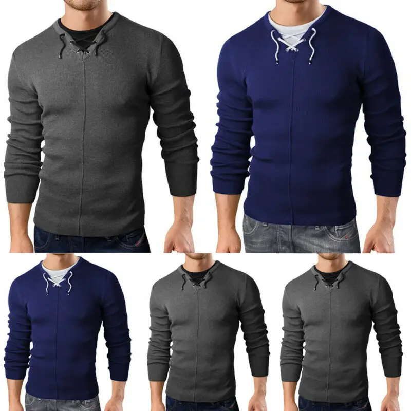 

Men's Long Sleeve Sweater Jumper Knit Pullover Jacket Fake two-piece sweater Jackets Coat Tops