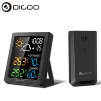 digoo dg 8647 mini hd color screen lcd weather station alarm clock smart hygrometer thermometer snooze dual desktop clock