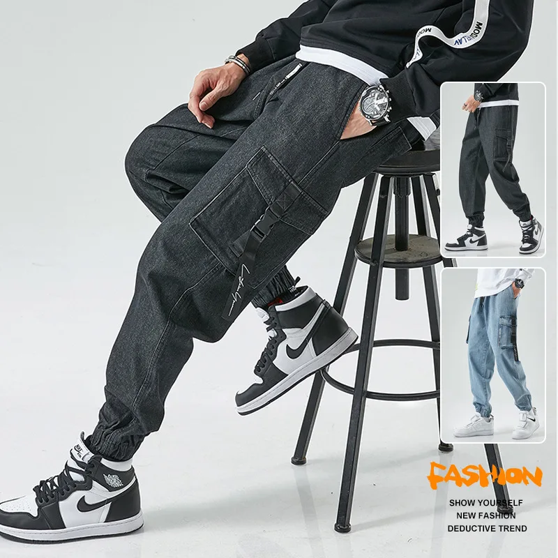 

Men's Denim Trousers 2021 Autumn Harajuku Style Streetwear Loose Casual Plus Size Jogging Sports Trousers Men's Clothing Jeans