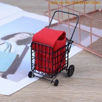 mini shopping cart model children baby gift toy 112 dollhouse mini furniture miniature rement accessories iron shopping cart