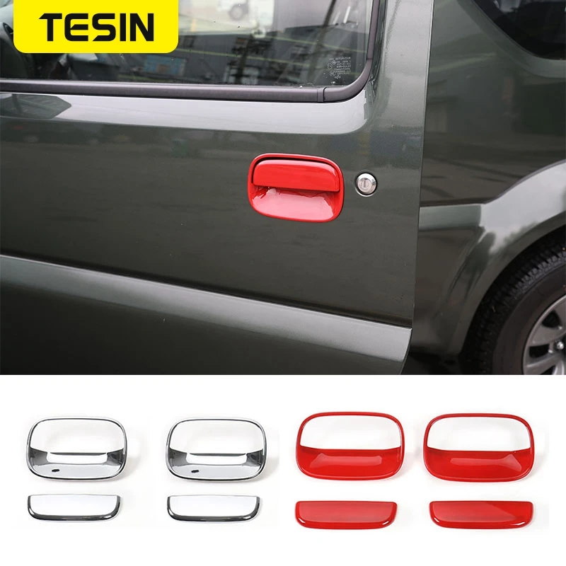 

TESIN автомобильные наклейки ABS, украшение для дверной ручки автомобиля, наклейки для Suzuki jimny 2007-2017, автомобильные аксессуары, Стайлинг