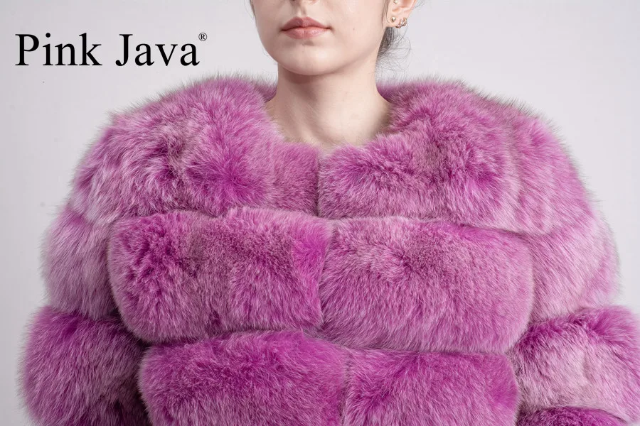 Розовая java QC8081 новая модель женская шуба из натурального Лисьего меха с длинными рукавами зимняя модная меховая одежда высокого качества