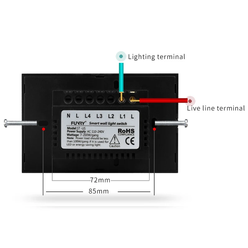 Funry ST2 1Gang США Стандартный емкостный сенсорный переключатель дистанционного