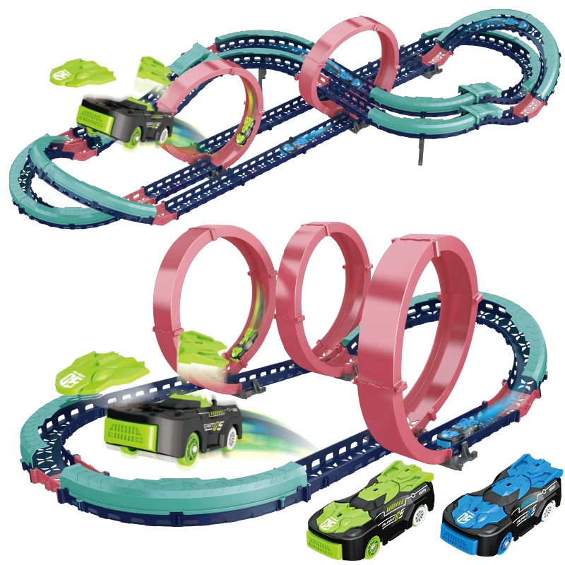 

High-tech Creator Electric Collision Blasting Rail Car Track Vehicle Educational Toys Birthday Gift For Children Boys