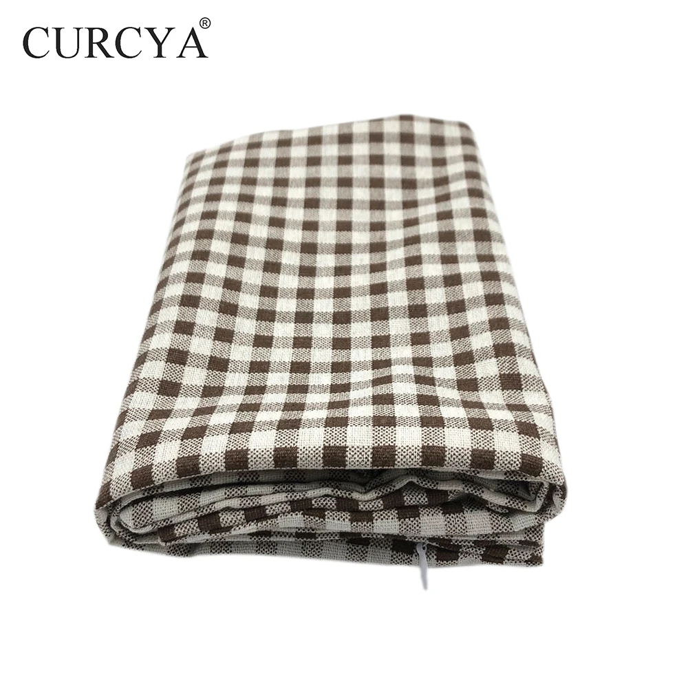 

CURCYA Linenette Cushion Covers Plaid Printed Like Linen Check Throw Pillow Cover Pillowcase