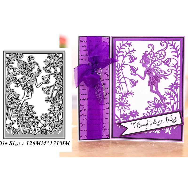 

Flowers Fairy Openwork Hollow Frame Metal Cutting Dies Stencil Scrapbooking Embossing 2021 New Christmas Craft Dies Diy Molds