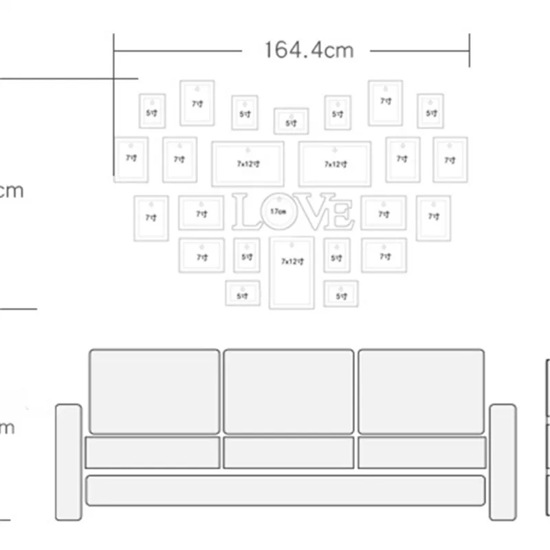 Сладкий Дизайн с сердечком изображением деревянной стены подвесные рамки для