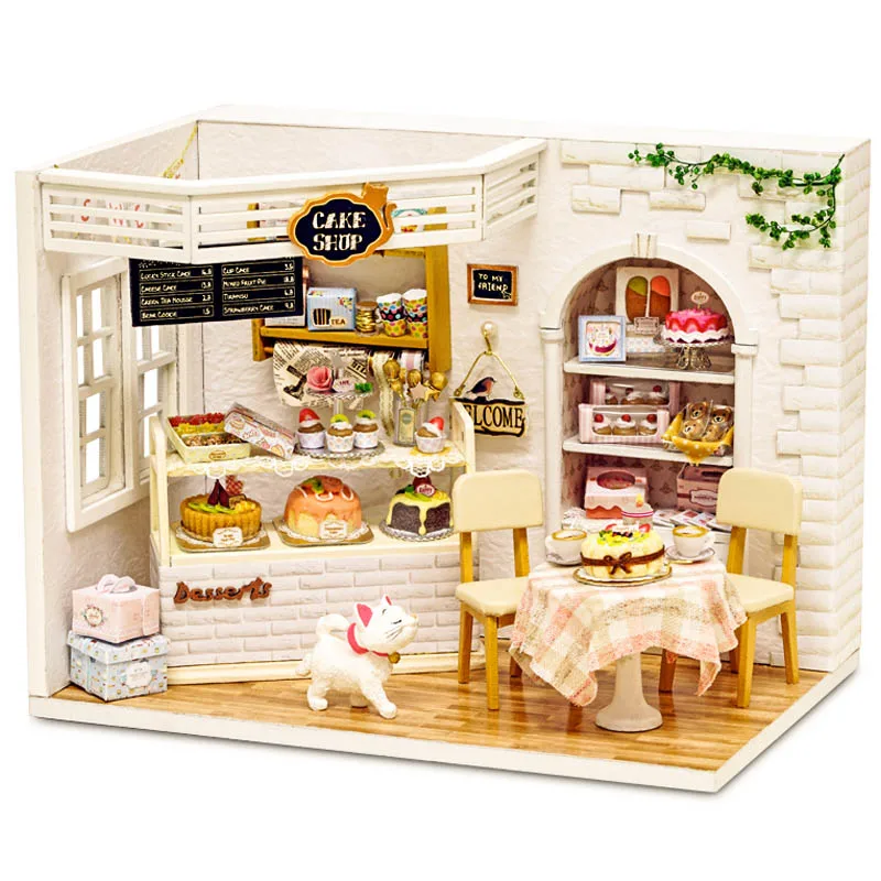 Nuevos Наборы de bricolaje casa de Muñecas de Madera из Muebles RU miniatura con светодиодный+ Muebles+ Muñeca чехол habitación H13 - Цвет: H14