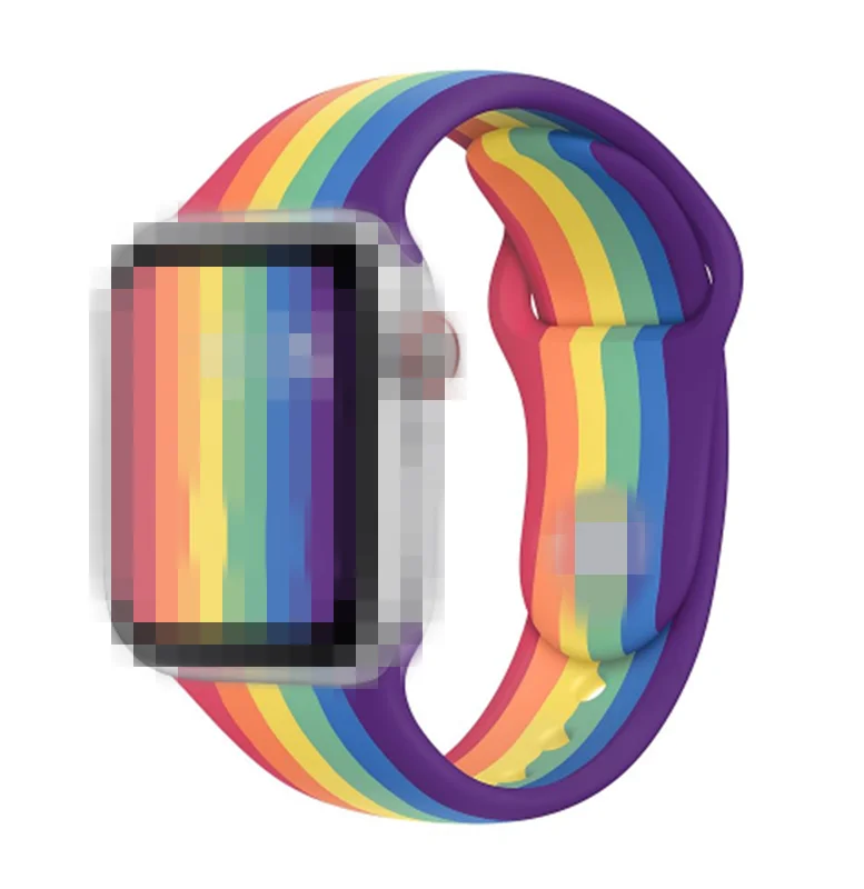

Rainbow Stripe Silicone Elastic Strap Model 38/40MM 42/44MM Suitable For Apple 1/2/3/4/5/6