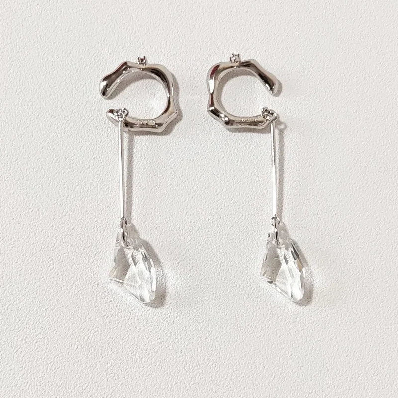 

Earrings cold wind French earring ear clip female design sense crystal earrings