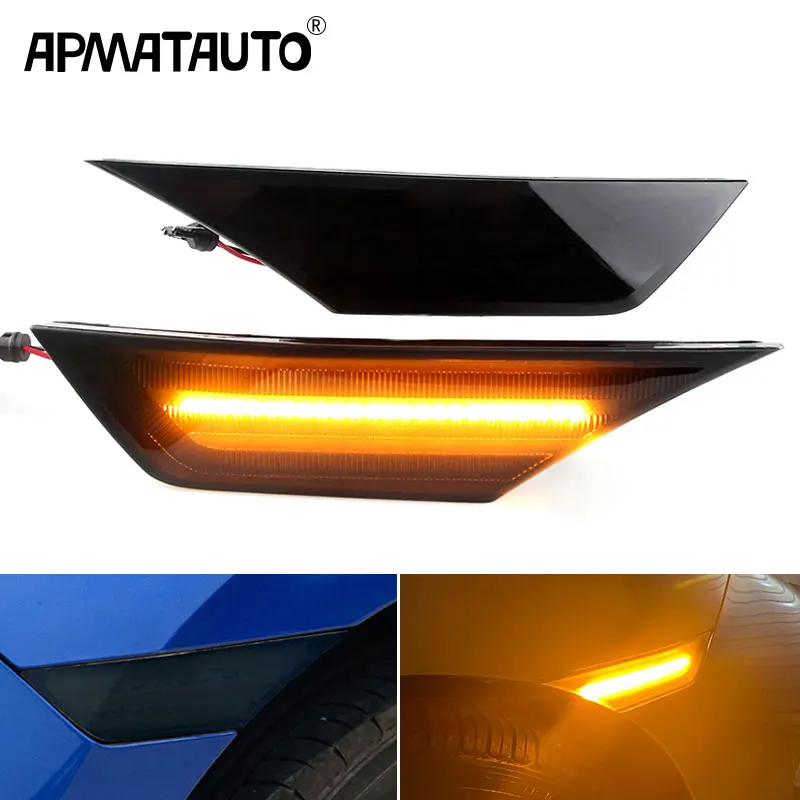 

2PCS Smoked Amber LED Car Sidemarker Lamps Front Side Marker Light Kit Turn Signal Light Canbus for Honda Civic 10Th 2016-Up