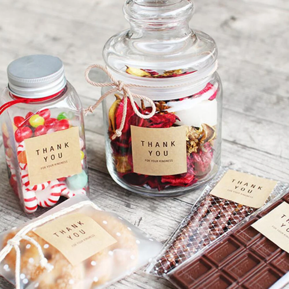 

"THANK YOU "Square Kraft Sticker For Envelope Sealing Labels Sticker Handmade Stickers Scrapbooking Self-Adhesive Gift Sticker