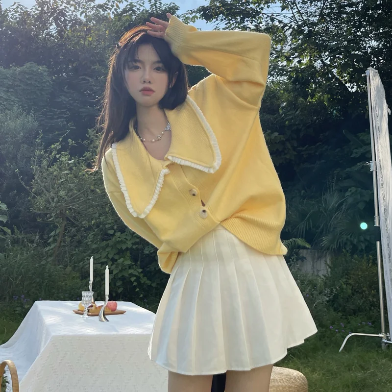 

Sweater women's spring and autumn thin wear 2021 new lazy sweet baby collar loose cardigan top