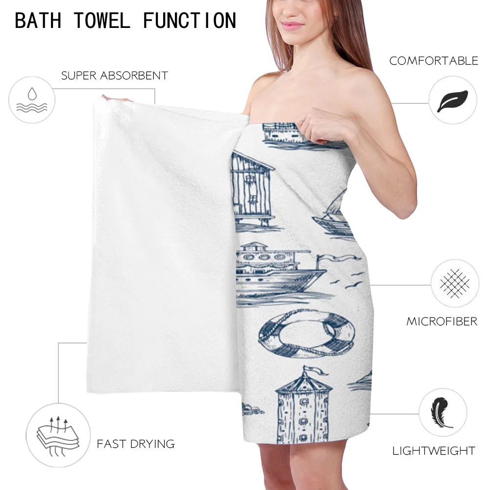 МОРСКОЙ ЯКОРЬ КОРАБЛЬ Маяк КИТ искусство банное полотенце Кемпинг Аксессуары