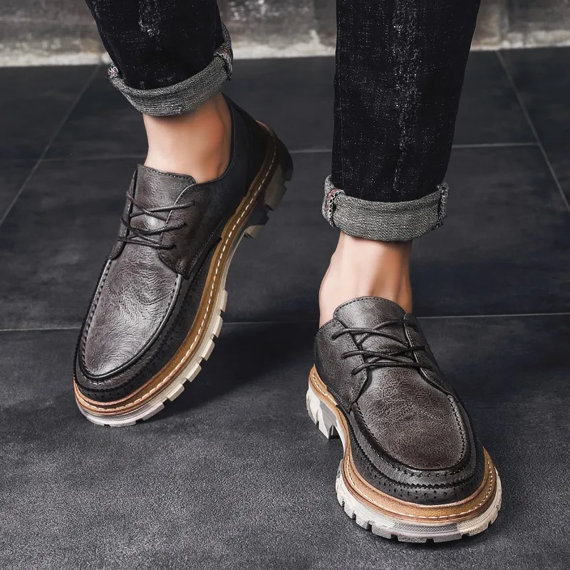 

Men leather sneaker shoes Men outdoor Casual Lace Up Shoes Fashion Men lace up breathable Walking Moccasins Flats Shoes men