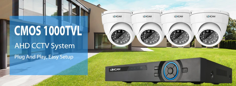 LOXCAM камера видеонаблюдения системы безопасности 4CH HDMI 1080P DVR система 4 шт 1000TVL Крытый День Ночь Камера комплект видеонаблюдения