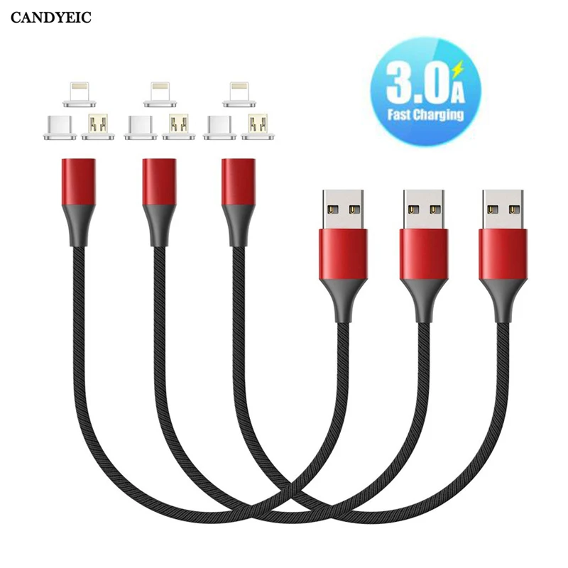 Магнитный USB кабель CANDYEIC 3A для быстрой зарядки iPhone 8 Plus 7Plus 6s 12 11Pro Max XS X XR зарядное