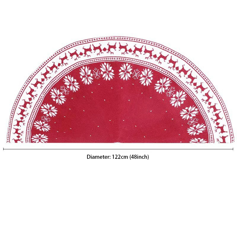 Falda Circular de punto para &aacute;rbol de Navidad, copo de nieve, ciervo, rojo vino, regalos de Navidad, adornos de decoraci&oacute;n fina, decoraciones navide&ntilde;as para el hogar-5