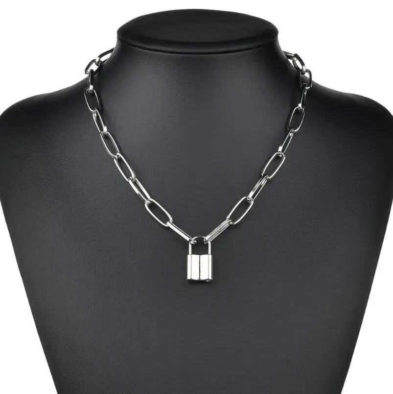 Колье чокер в стиле рок многослойная цепочка на шею с замком ювелирные изделия