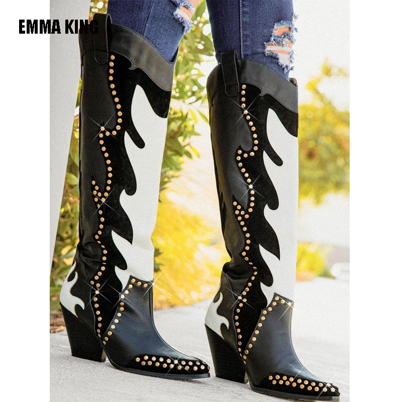 

Женские высокие сапоги до колена, с заостренным носком, на высоком каблуке