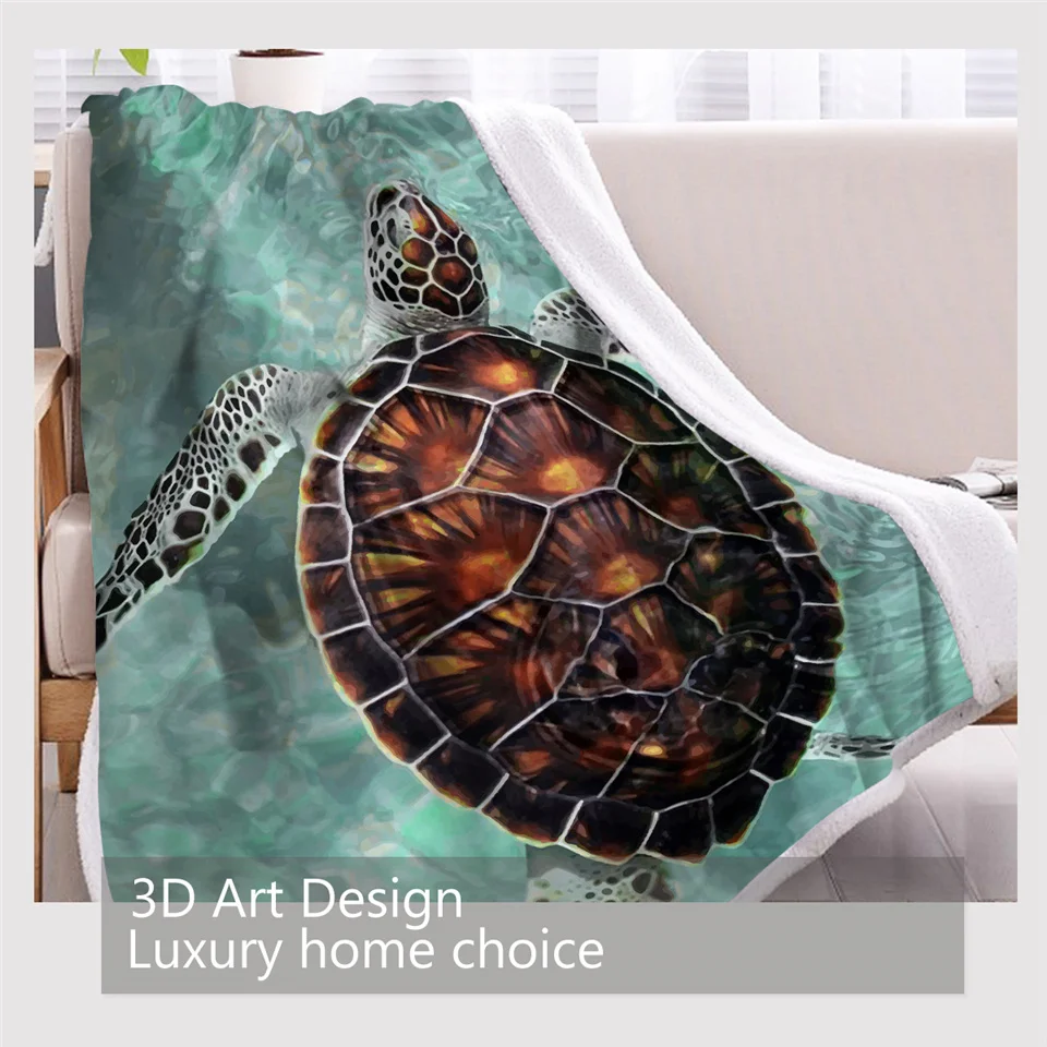 Морская черепаха плед одеяло с морским животным шерпа Флисовое рыба покрывала