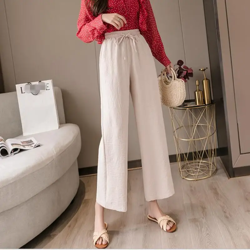 Женские широкие брюки-Капри с эластичным поясом Свободные повседневные брюки