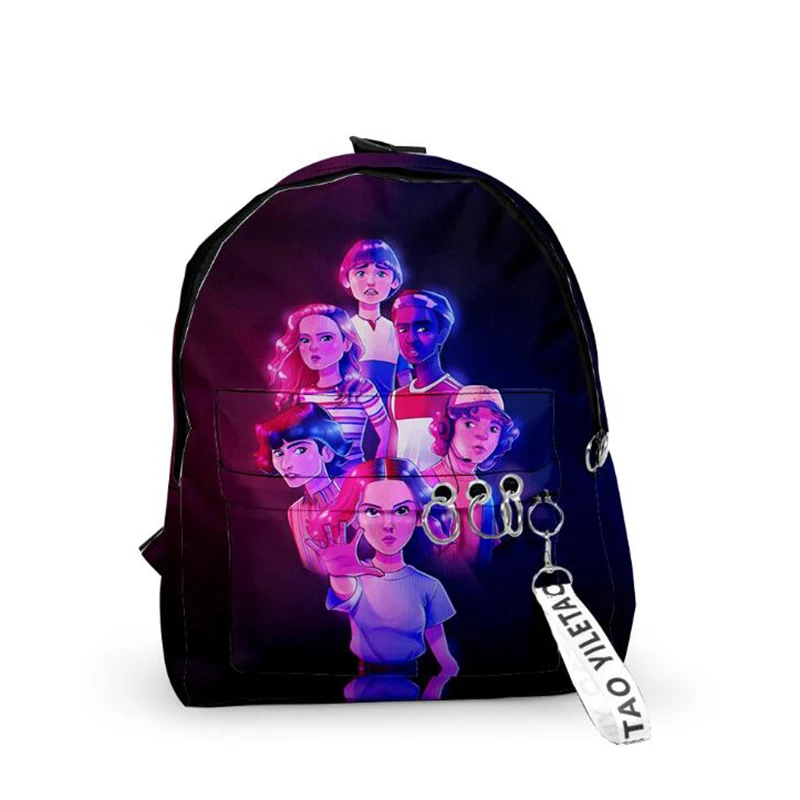 

Cool Notebook Backpacks School Bags Anime Stranger Things 3D Oxford Waterproof Key Chain Accessories Boys Girls Cute Small Bags