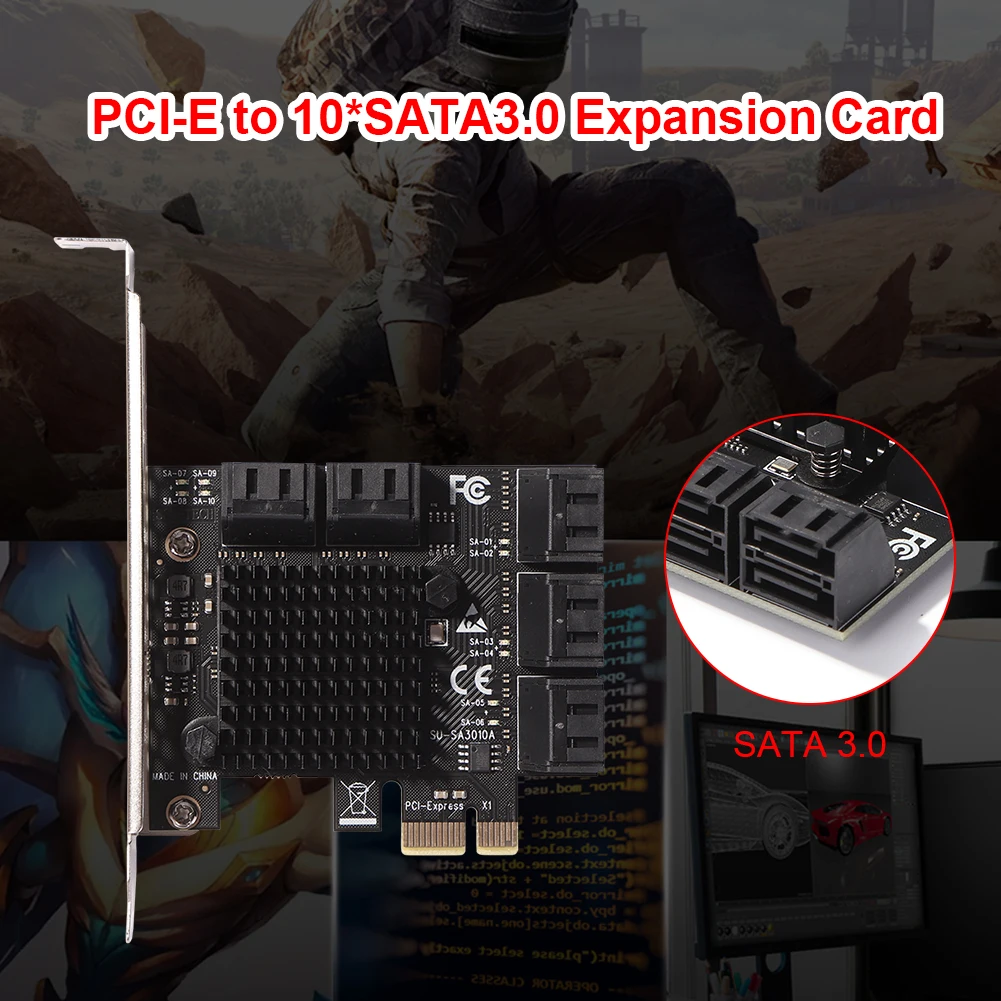 

10 портов PCIE плата расширения PCIe SATA 3,0 контроллер адаптер 6 Гбит/с плата расширения порт PCIE Плата расширения для настольного компьютера