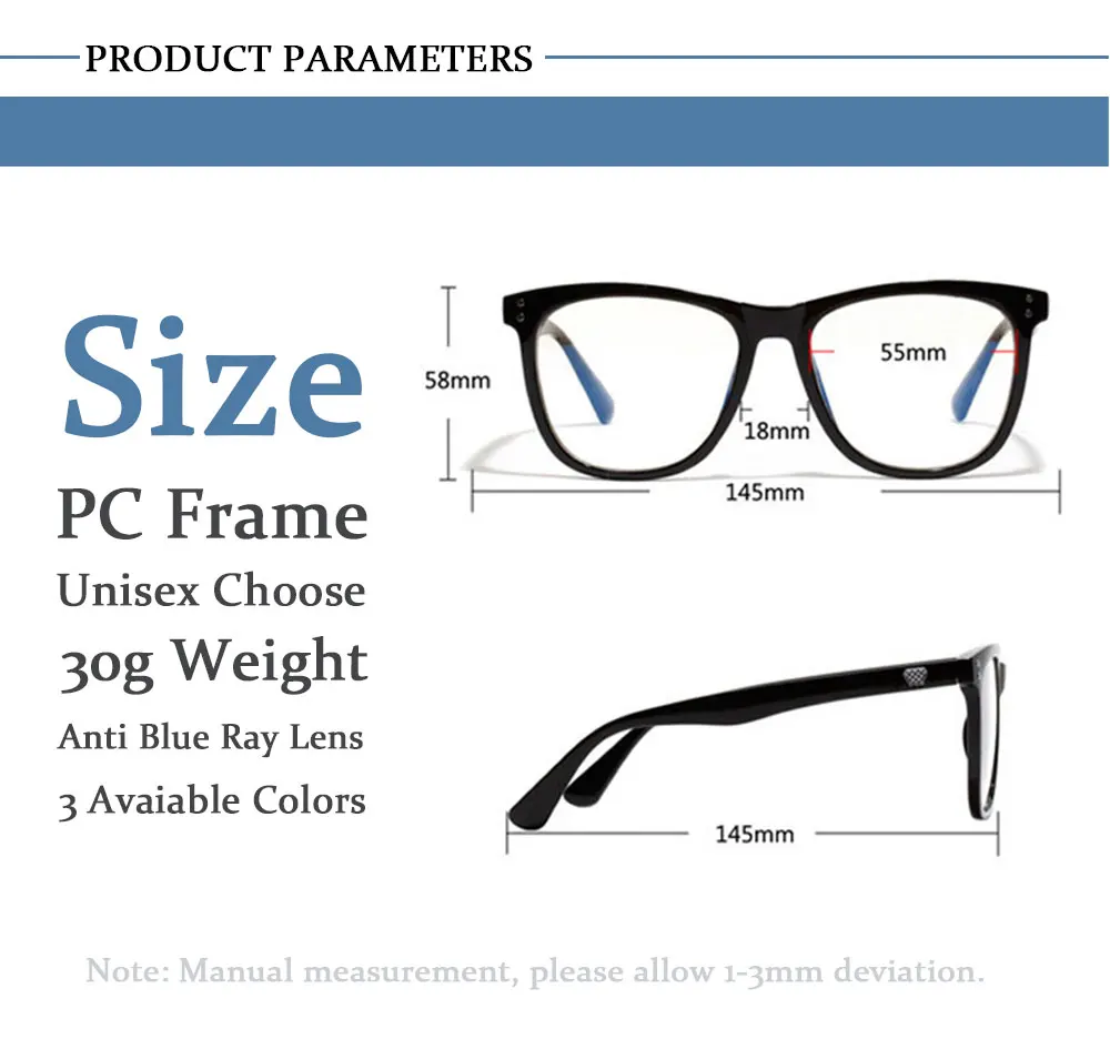 Anti Blue Ray Square Glasses Frame Women Men Transparent Optical Eyewear Vintage Blue Light Blocking Glasses Computer Goggle