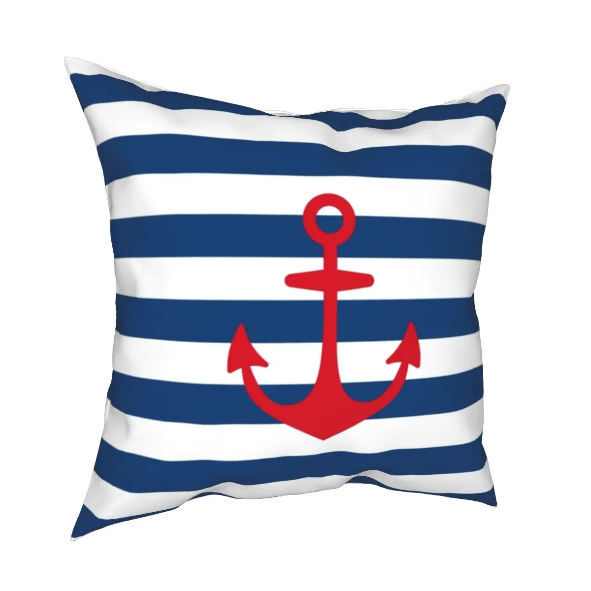 

Red Anchor On Navy Blue Stripes Pillowcase Printing Polyester Cushion Cover Decorations Throw Pillow Case Cover Home 45*45cm