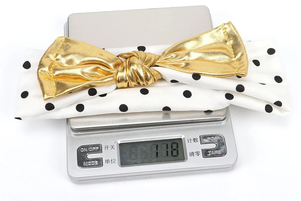 Золотая повязка на голову для новорожденных в горошек оголовье девочек