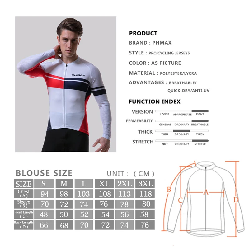 

PHMAX Pro Mountain Bicycle Cycling Clothing Spring&Autumn Men's Long Sleeve Cycling Jerseys Anti-pilling MTB Bike Cycling Wear
