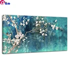 Большая абстрактная синяя Декоративная Настенная картина Темно-синий фон белый цветок 5d алмазная живопись вышивка крестиком Алмазная вышивка