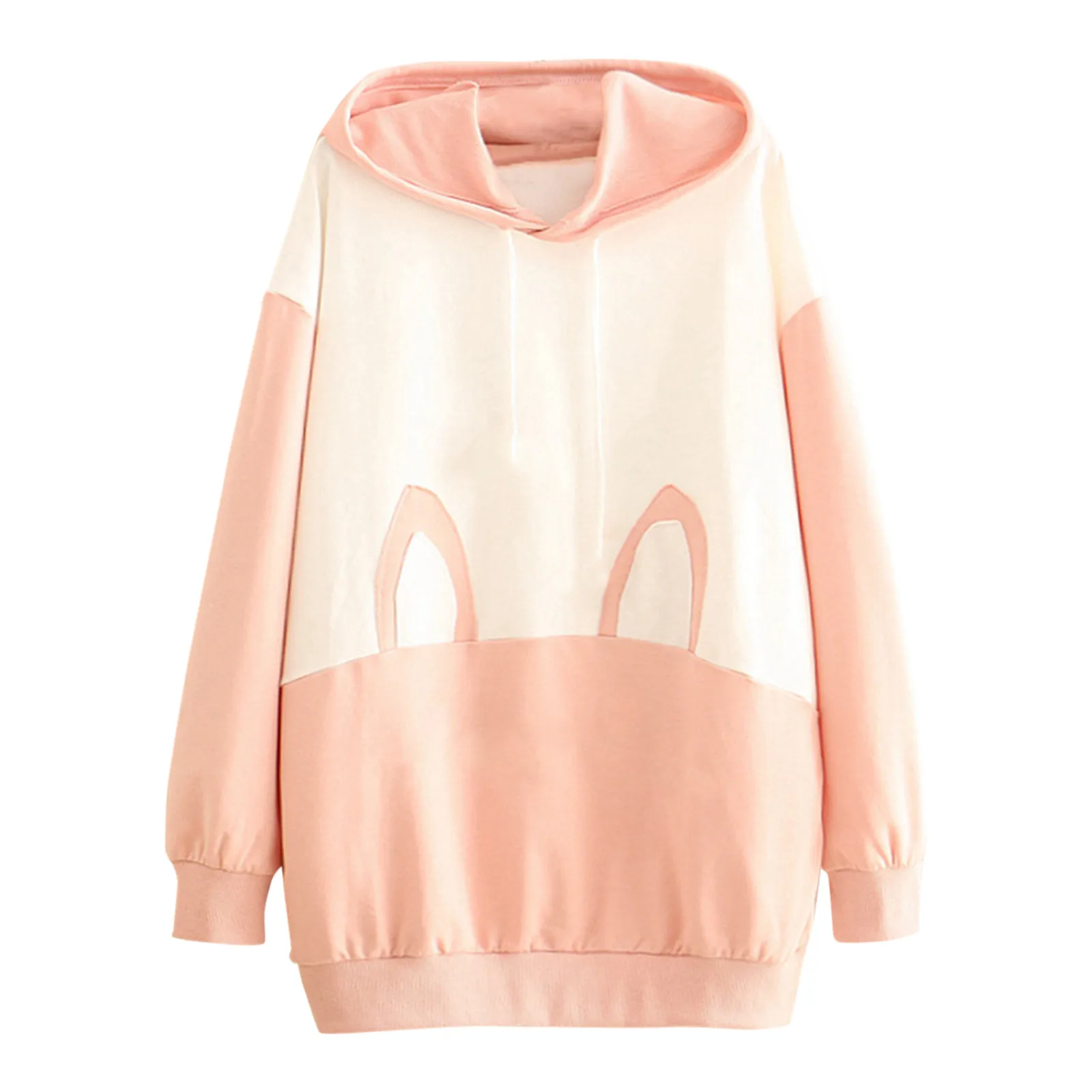 

Hoodies Sport Cartoon Print Warm New Sweatshirt Woman With Hood Patchwork Harajuku Women's Clothing Loose Hoodie Pullover
