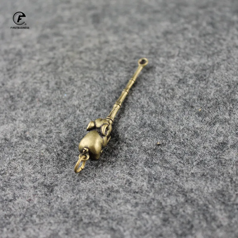 Медная медная ложка Ушная бамбуковая маленькая статуя украшения животное на