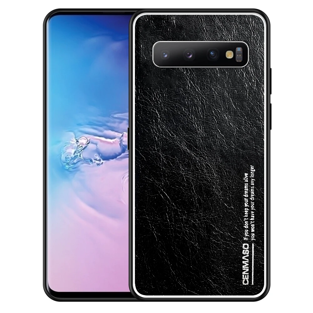 CENMASO чехол из натуральной кожи для samsung S10 чехол роскошный кожаный Ультра Тонкий Ретро Винтажный чехол для Galaxy S10 Plus Модный чехол - Цвет: Черный