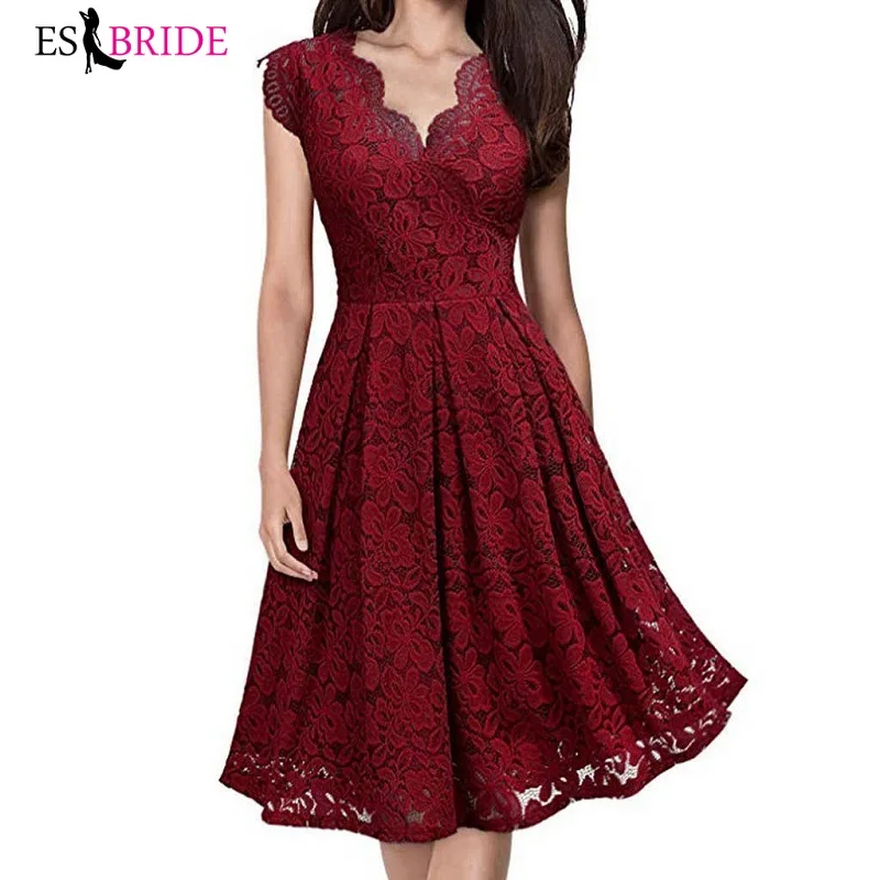 Красные сексуальные короткие вечерние платья с v-образным вырезом элегантное