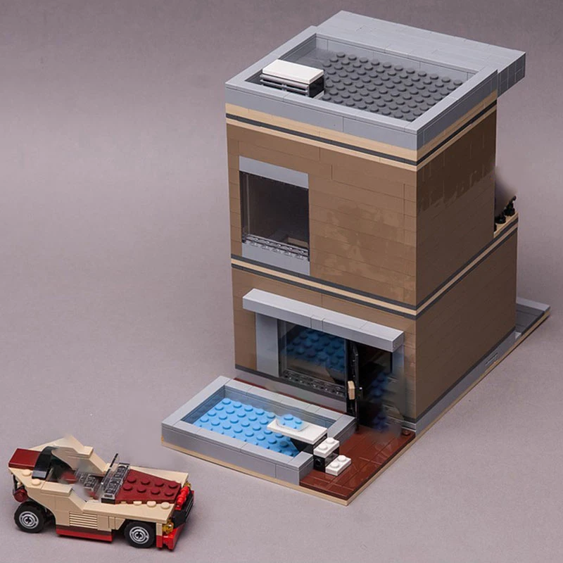 

Buildmoc Creator Expert City Architecture MOC-21057 Modern House Bricks Street View Set Model Friends Building Blocks Toys gifts