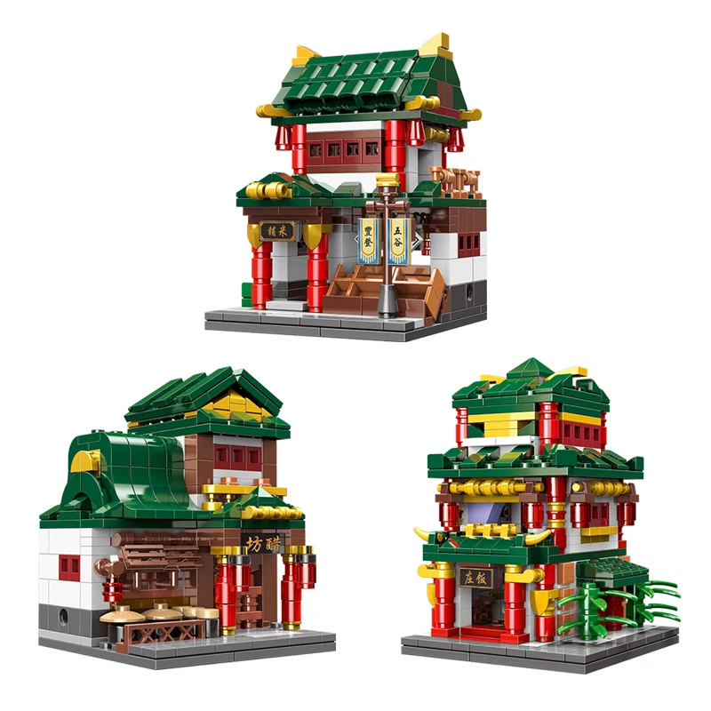 Xingbao блоки 01103 китайский город 6 в 1 древняя архитектура уличная пейзаж