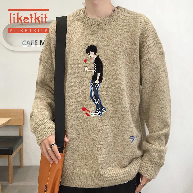 Liketkit мужские Новые свитера повседневные вязаные пуловеры с круглым вырезом и
