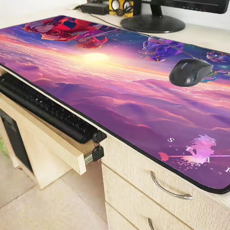Большой игровой коврик для мыши XGZ League of Legends Girl с фиксирующимся краем Настольный