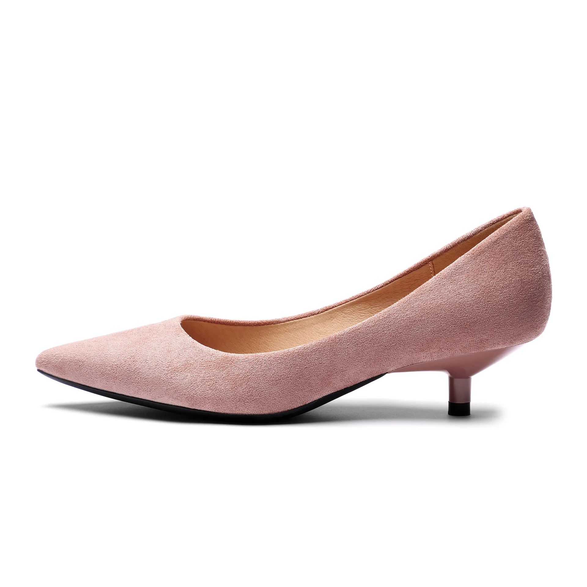 pink3 Новинка; Туфли на тонком высоком каблуке 3,5 см; сезон осень; коллекция года; Женские однотонные туфли из флока с квадратной пряжкой и острым носком; пикантные элегантные свадебные туфли-лодочки - Цвет: pink3