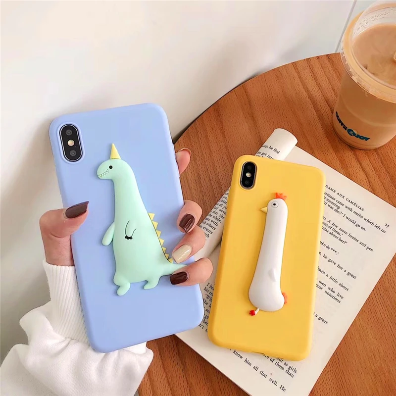 3D чехол с рисунком курицы и динозавра для Samsung Galaxy J4 J6 Plus A6 A7 A8 A9 2018 S8 S9 S10 Lite Note 8 9 10