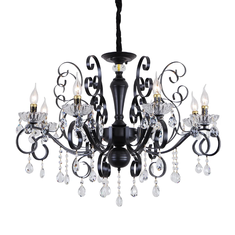 Американская хрустальная люстра в виде свечи креативный железный светильник