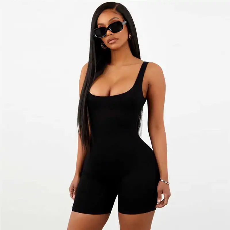 

Sexy Women Sleeveless Romper Jumpsuit Bodycon Bodysuit Slim Fit Sports Short Pants Clubwear Backless Biker Shorts Playsuit