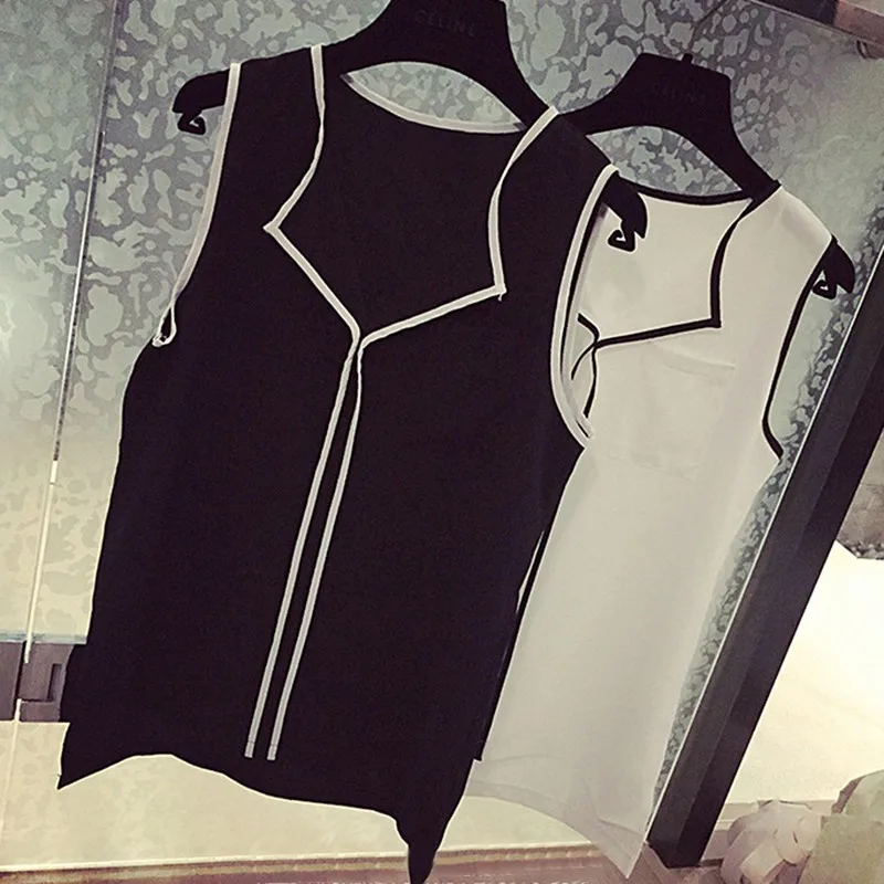 

Summer Women Wear Thin Loose V-neck Shirt Sleeveless Chiffon Vest Sweet Shirt Tops Fashion Casual Top New Arrival