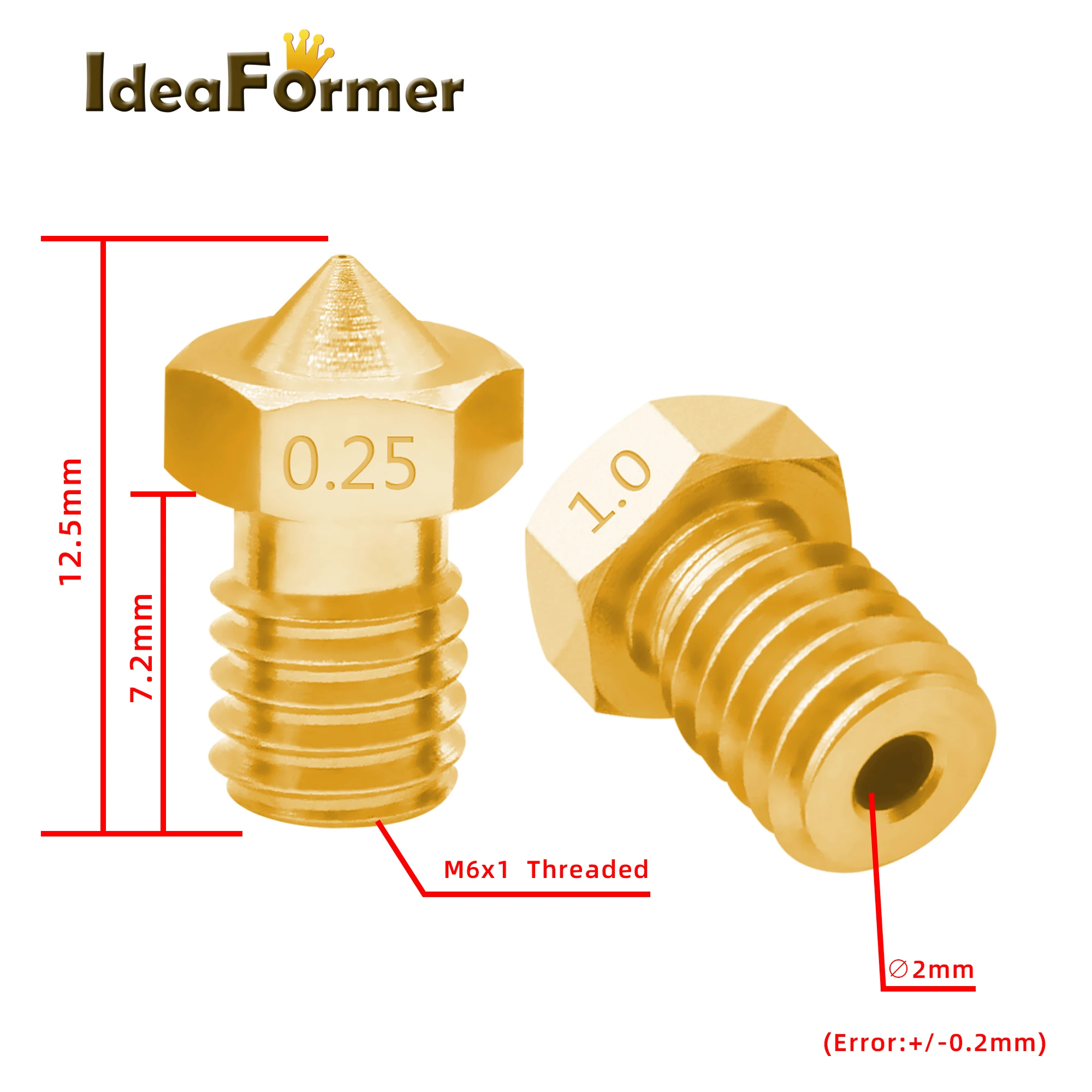 New RepRap 3D Printer 0.25mm Brass Nozzle J-Head Hot End Makerbot Prusa Mendel 