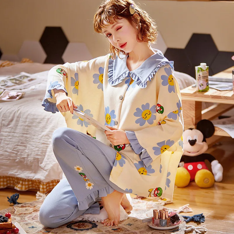 Новинка Хлопковая пижама для отдыха женщин комплект из 2 предметов женская